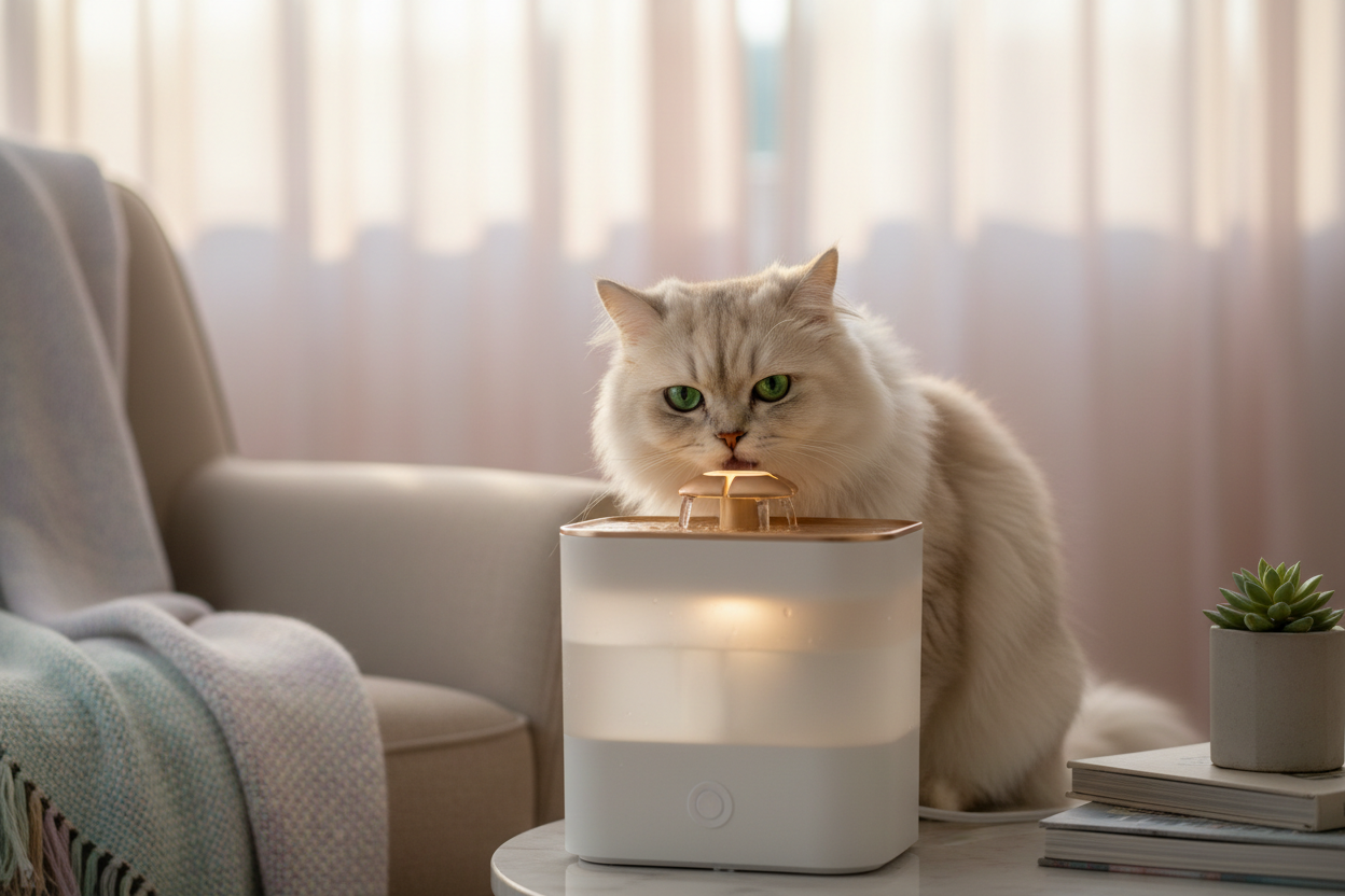 Cat Water Fountain Lifestyle